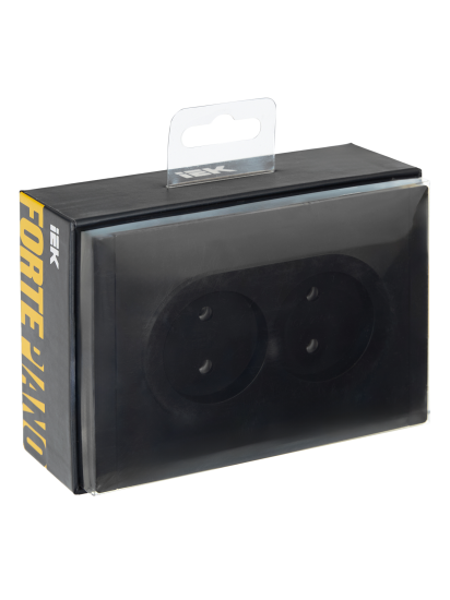 Розетка встраиваемая двойная IEK Forte&Piano без заземления цвет черный