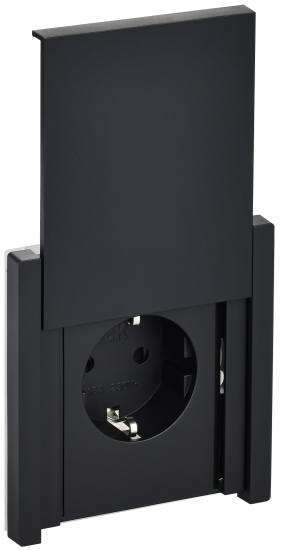 Розетка встраиваемая IEK Forte&Piano с заземлением с крышкой и шторками цвет черный