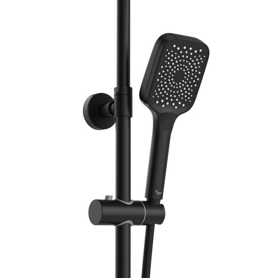 Душевая система Corsa Deco Thermo с верхним душем с лейкой с термостатом черная (SSFT02-300QQB)