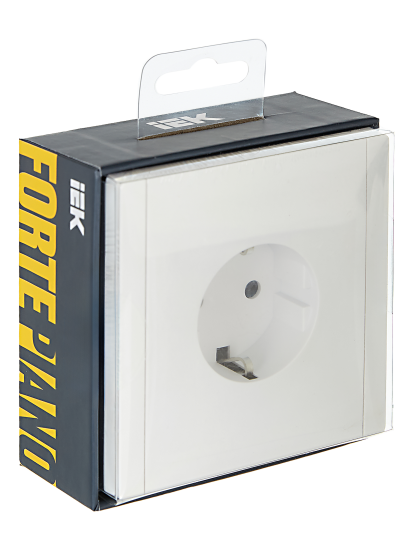 Розетка встраиваемая IEK Forte&Piano с заземлением со шторками 250 В цвет белый