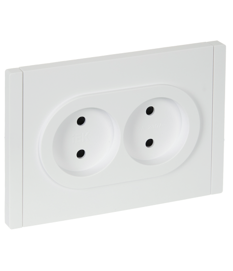 Розетка встраиваемая двойная IEK Forte&Piano без заземления со шторками цвет белый