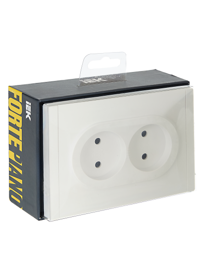 Розетка встраиваемая двойная IEK Forte&Piano без заземления со шторками цвет белый