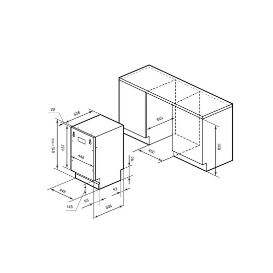 Посудомоечная машина встраиваемая Lex PM 4573N A Premium 45 см нержавеющая сталь