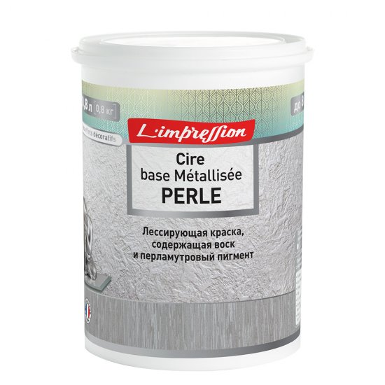 Краска лессирующая L'impression Cire base Metallisee с эффектом патины бежевая 0,8 л