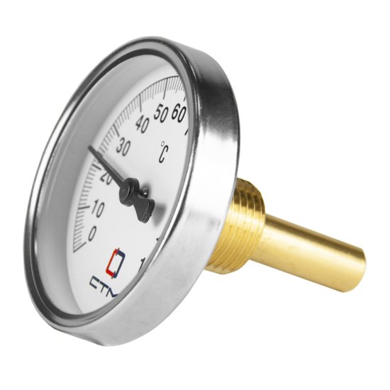 Термометр аксиальный СТМ 1/2 НР(ш) d63 мм шток 30х10 мм 90°С (CTT12D63)