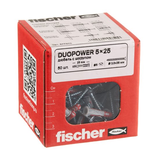 Дюбель универсальный Fischer DuoPower 5x25 мм нейлон с шурупом (50 шт.)