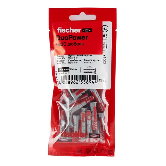 Дюбель универсальный Fischer DuoPower 6x30 мм нейлон (28 шт.)