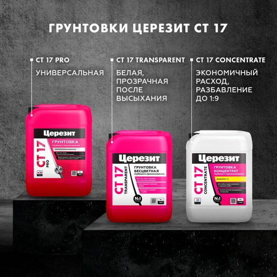 Грунт Церезит СТ17 PRO глубокого проникновения 2,5 л