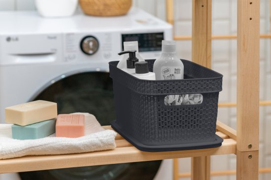 Корзина для хранения Плес 5л прямоугольная цвет серый