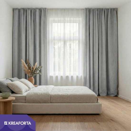 Штора на ленте со скрытыми петлями блэкаут KREAFORTA Auriane 200x280 см цвет серый