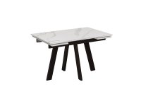 Стол обеденный Rio Stone раскладной 120-180x75 см прямоугольник металл/стекло цвет бело-черный