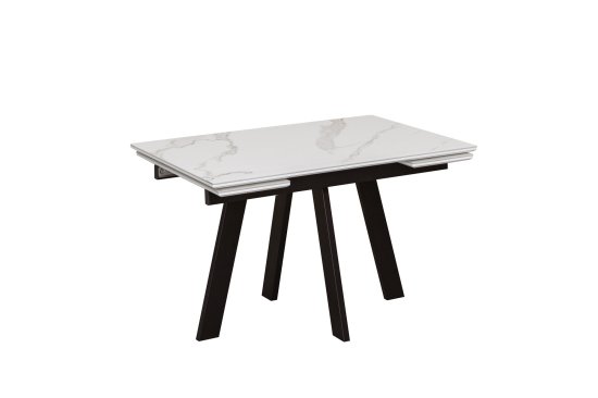 Стол обеденный Rio Stone раскладной 120-180x75 см прямоугольник металл/стекло цвет бело-черный