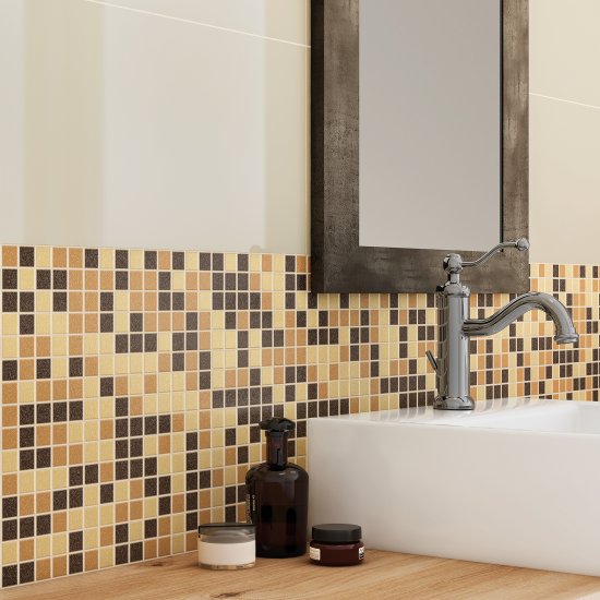 Мозаика стеклянная KREAFORTA бежево-коричневая 327x327x4 мм