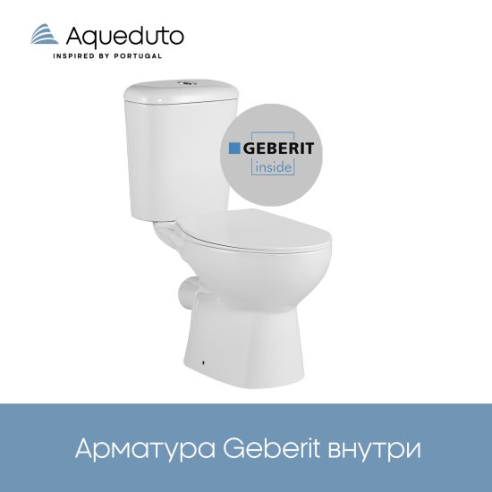 Унитаз-компакт Aqueduto Geberit Торнадо безободковый сиденье с микролифтом двойной смыв