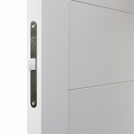 Дверь межкомнатная глухая Тренто 90x200 см ПВХ цвет иридиум с замком