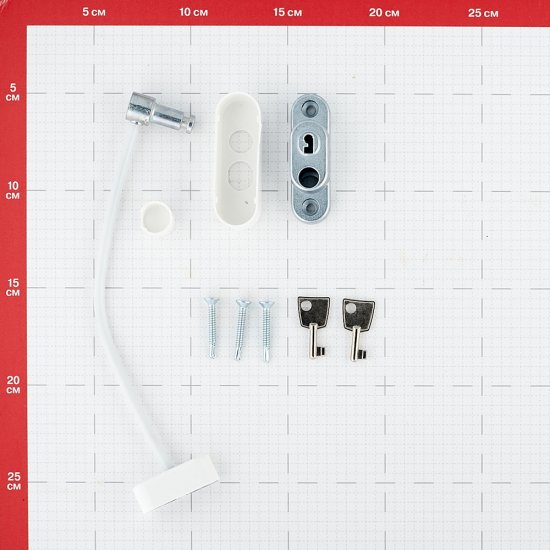 Ограничитель оконный тросовый с ключом стальной белый