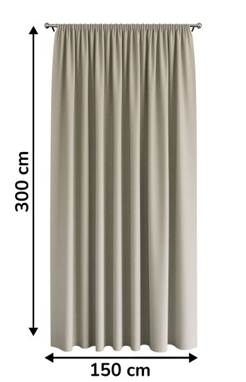 Штора на ленте со скрытыми петлями блэкаут KREAFORTA Sawan 150x300 см цвет светло-бежевый