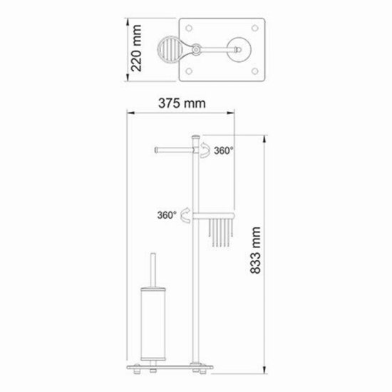 Стойка с бумагодержателем и ершом WasserKraft напольная стекло/металл светлая бронза
