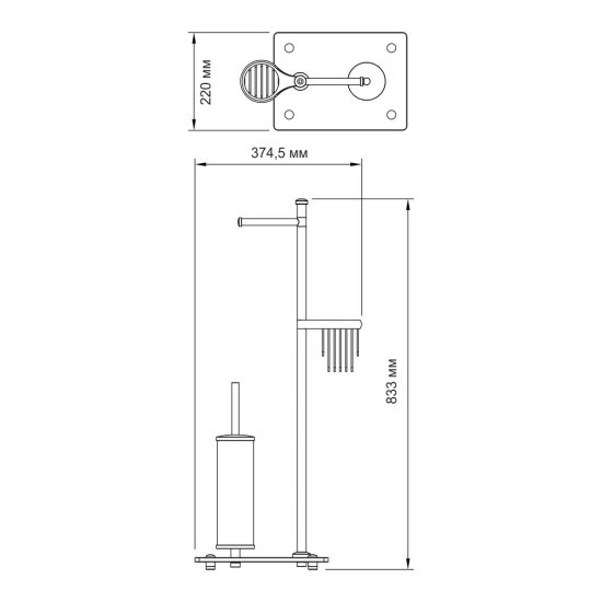 Стойка с бумагодержателем и ершом WasserKraft напольная стекло/металл никель