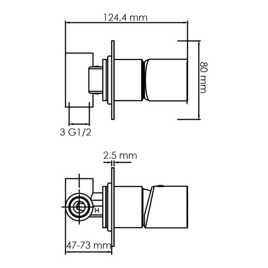 Смеситель для душа встраиваемый WasserKraft Elbe однорычажный с переключателем без лейки черный (7452)