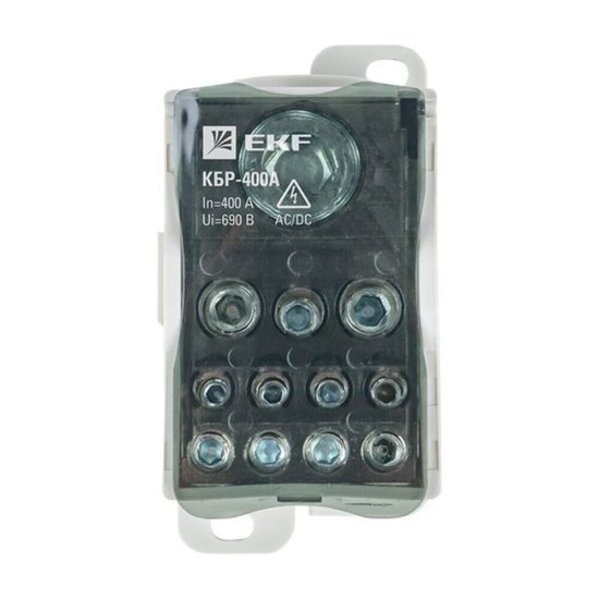 Блок распределительный EKF PROxima на DIN-рейку и монтажную панель 52х98х53 мм 690 В IP20 400 А (plc-kbr400)