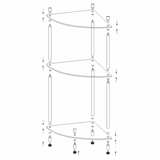 Полка для ванной WasserKraft угловая трехъярусная напольная 280х685х280 мм никель хром (K-4133)