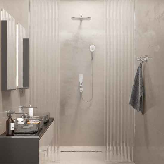 Душевая система Mixline Pure встраиваемая с верхним душем с лейкой со смесителем хром (554236)