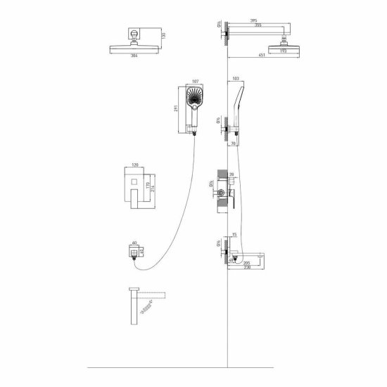 Душевая система Mixline Pure встраиваемая с верхним душем с лейкой со смесителем хром (554236)