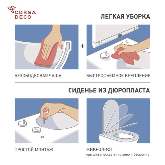 Комплект инсталляции Geberit Sigma Duofix с унитазом Corsa Deco CX Tornado и сиденьем дюропласт микролифт