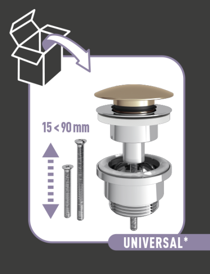 Выпуск для раковины MONLID 40 мм клик-клак с переливом бронза