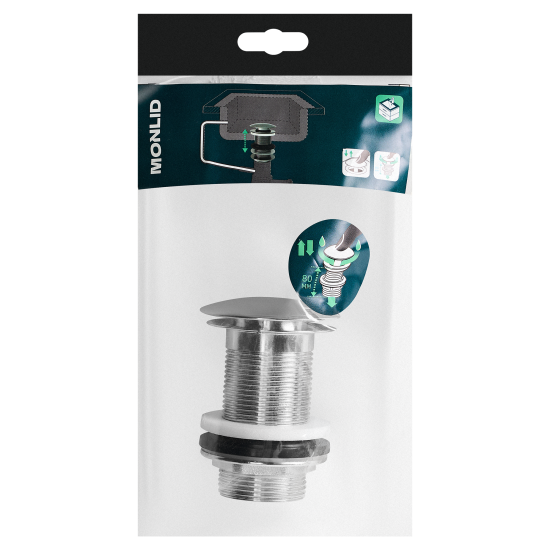 Выпуск для раковины MONLID 40 мм клик-клак без перелива хром