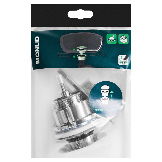 Выпуск для раковины MONLID 40 мм клик-клак с переливом хром