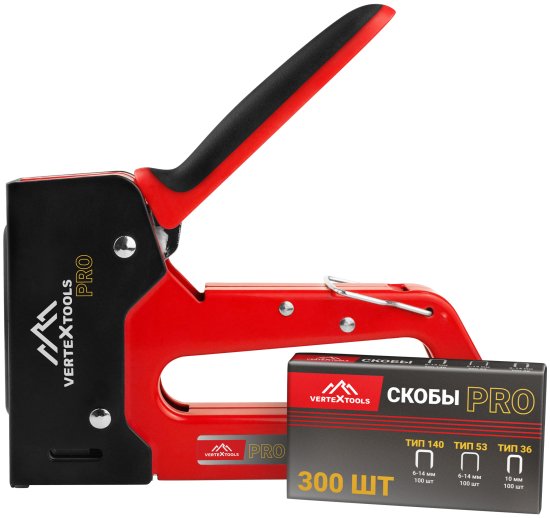 Степлер ручной Vertextools 0043-08 тип скоб 36/53/140 6-14 мм