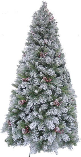 Ель новогодняя искусственная KREAFORTA заснеженная с шишками 210 см зеленый