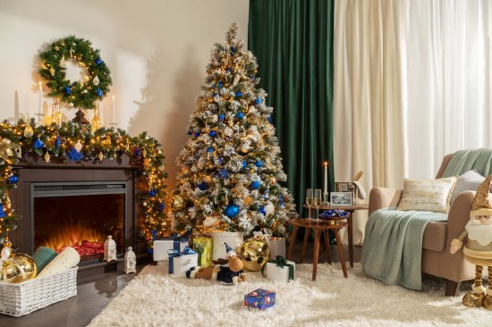 Ель новогодняя искусственная KREAFORTA заснеженная с шишками 210 см зеленый