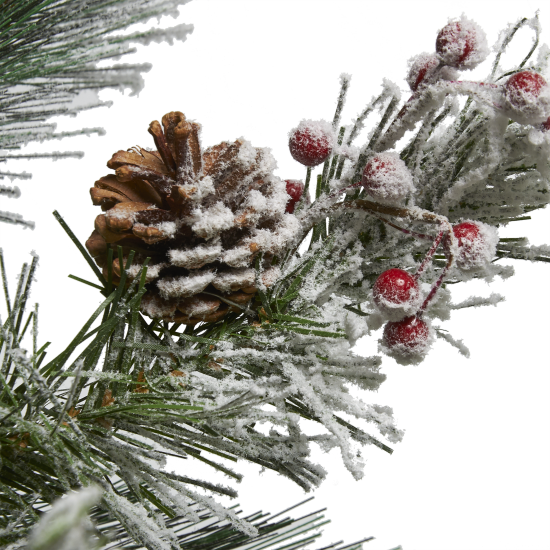 Ель новогодняя искусственная KREAFORTA заснеженная с шишками 180 см зеленый