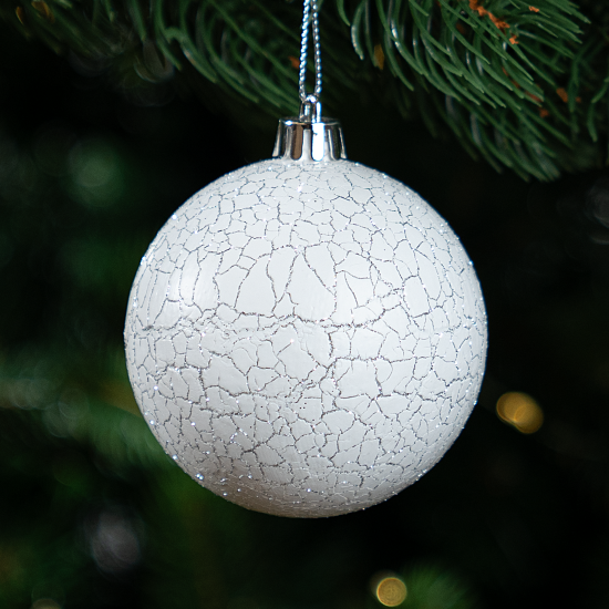Шар елочный KREAFORTA кракелюр ø8 см белый
