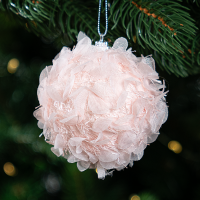 Шар елочный KREAFORTA с перьями ø8 см розовый