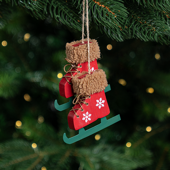 Украшение декоративное подвесное KREAFORTA Коньки 18 см красный