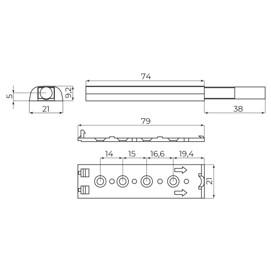 Толкатель мебельный 80x8 мм металл цвет никель