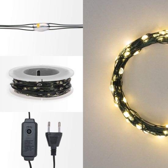 Электрогирлянда комнатная Neon-Night Роса 100 м 1000 ламп теплый белый свет 8 режимов работы