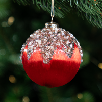 Шар елочный KREAFORTA шелковый ø8 см красный