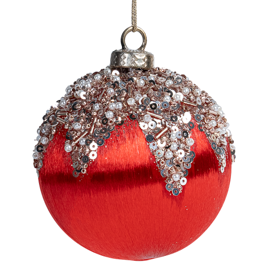 Шар елочный KREAFORTA шелковый ø8 см красный