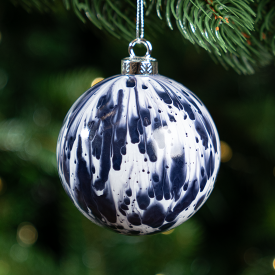 Шар елочный KREAFORTA под мрамор ø8 см синий