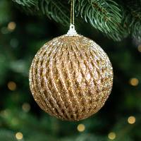 Шар елочный KREAFORTA ажурный ø10 см золотой
