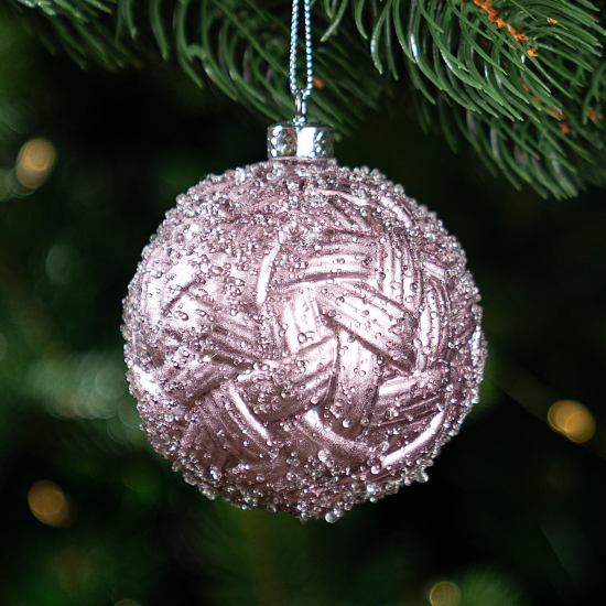 Шар елочный KREAFORTA фактурный ø8 см розовый