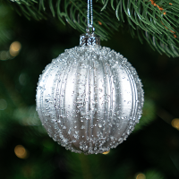 Шар елочный KREAFORTA фактурный ø8 см серый