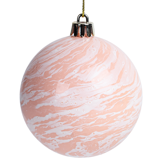 Шар елочный KREAFORTA под мрамор ø8 см розовый