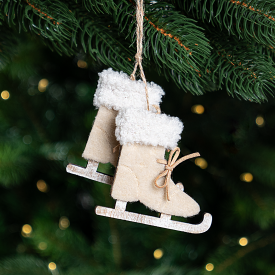 Украшение декоративное подвесное KREAFORTA Коньки 9 см бежевый