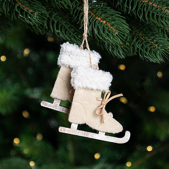 Украшение декоративное подвесное KREAFORTA Коньки 9 см бежевый